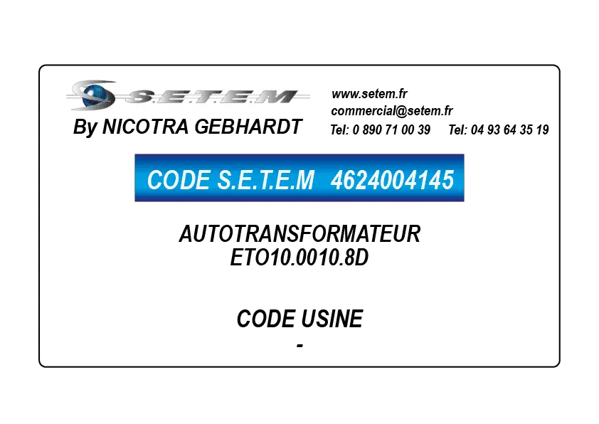 4624004145-AUTOTRANSFORMATEUR ETO10.0010.8D NICOTRA GEBHARDT