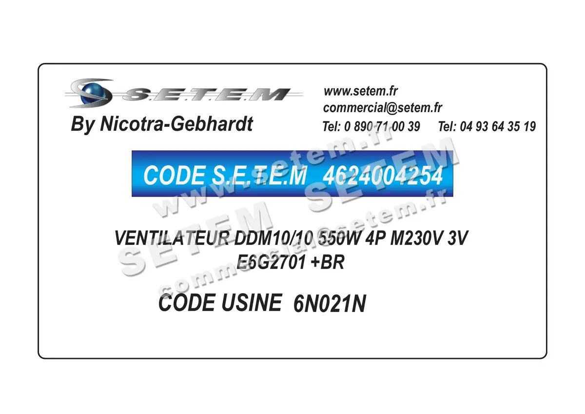 4624004254-VENTILATEUR NICOTRA GEBHARDT DDM10/10 550W 4P M230V 3V E6G2701 +BR *6N021N*
