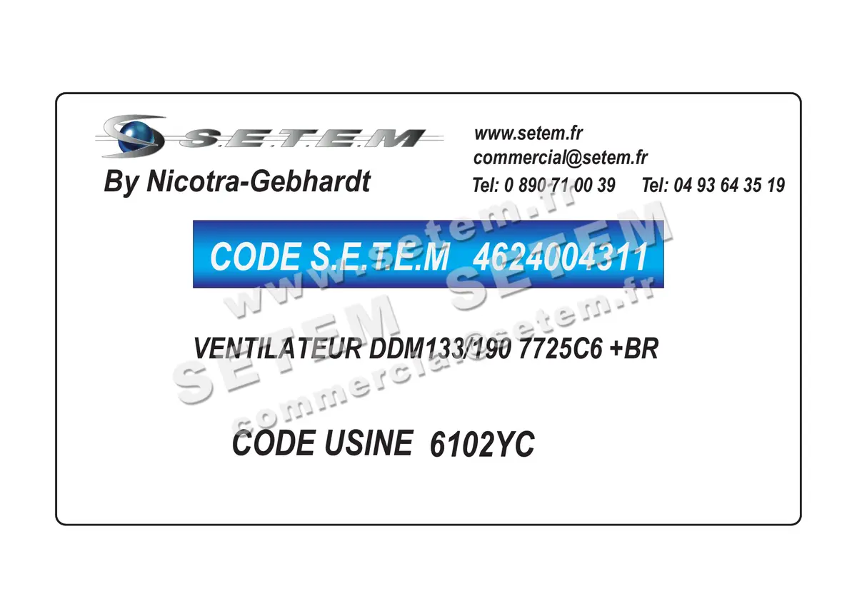 4624004311-VENTILATEUR NICOTRA GEBHARDT DDM133/190 7725C6 +BR *6102YC*