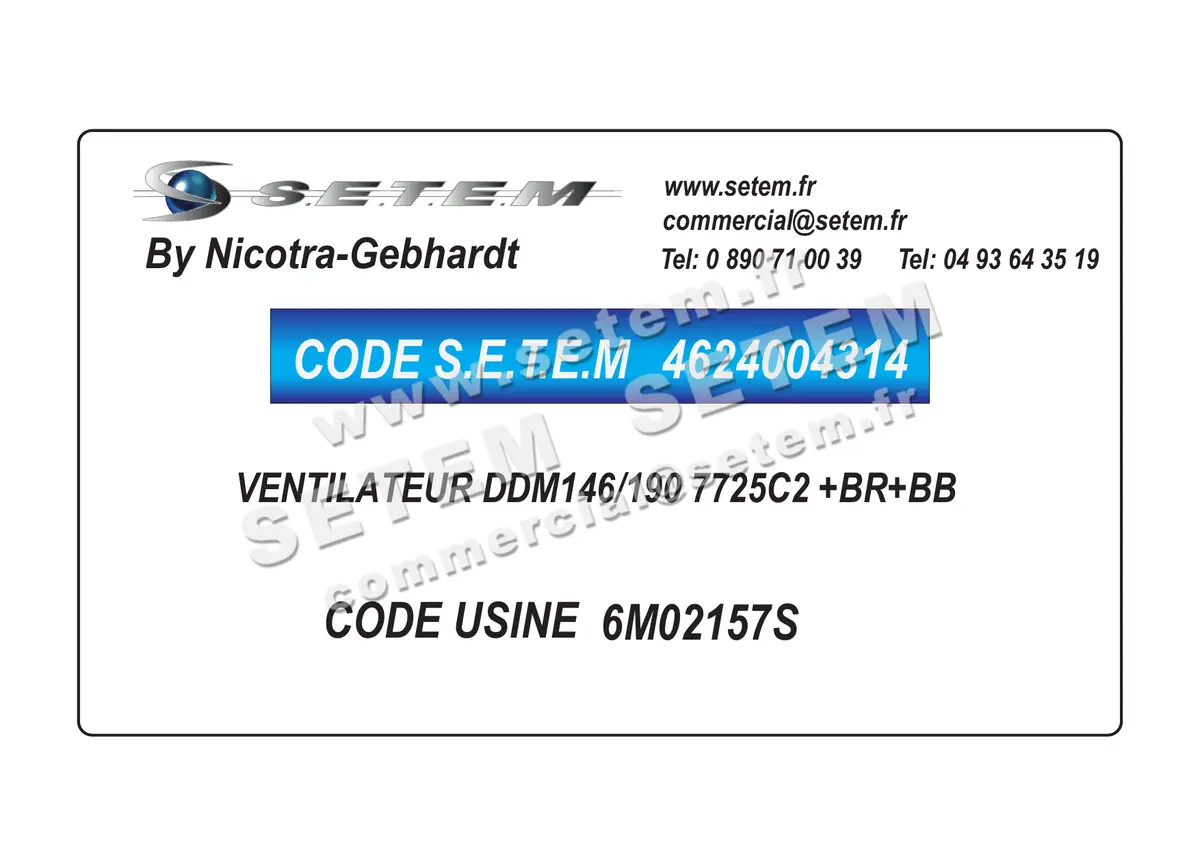 4624004314-VENTILATEUR NICOTRA GEBHARDT DDM146/190 7725C2 +BR+BB *6M02157S*