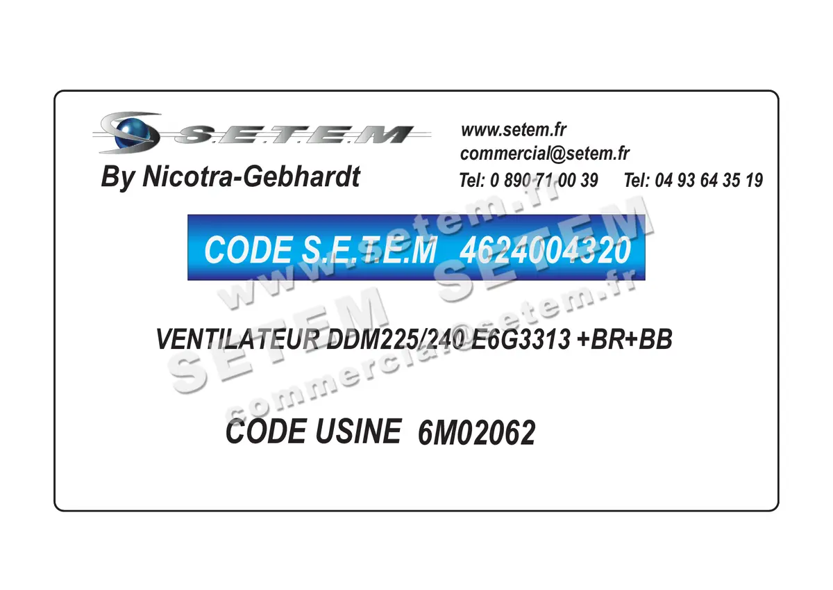 4624004320-VENTILATEUR NICOTRA GEBHARDT DDM225/240 E6G3313 +BR+BB *6M02062*