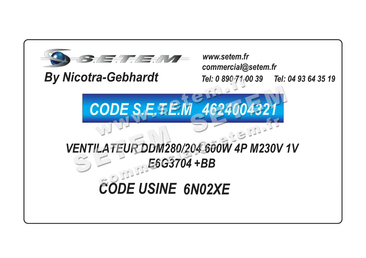 4624004321-VENTILATEUR NICOTRA GEBHARDT DDM280/204 600W 4P M230V 1V E6G3704 +BB *6N02XE*