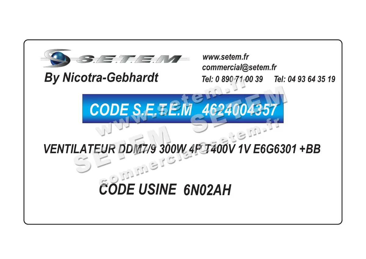 4624004357-VENTILATEUR NICOTRA GEBHARDT DDM7/9 300W 4P T400V 1V E6G6301 +BB *6N02AH*