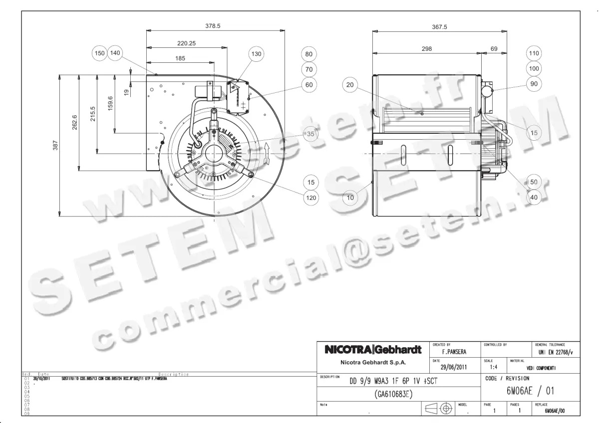 4624005000-VENTILATEUR NICOTRA GEBHARDT DD9/9 245W 6P M230V 1V M9A3 +BB *6M06AE*