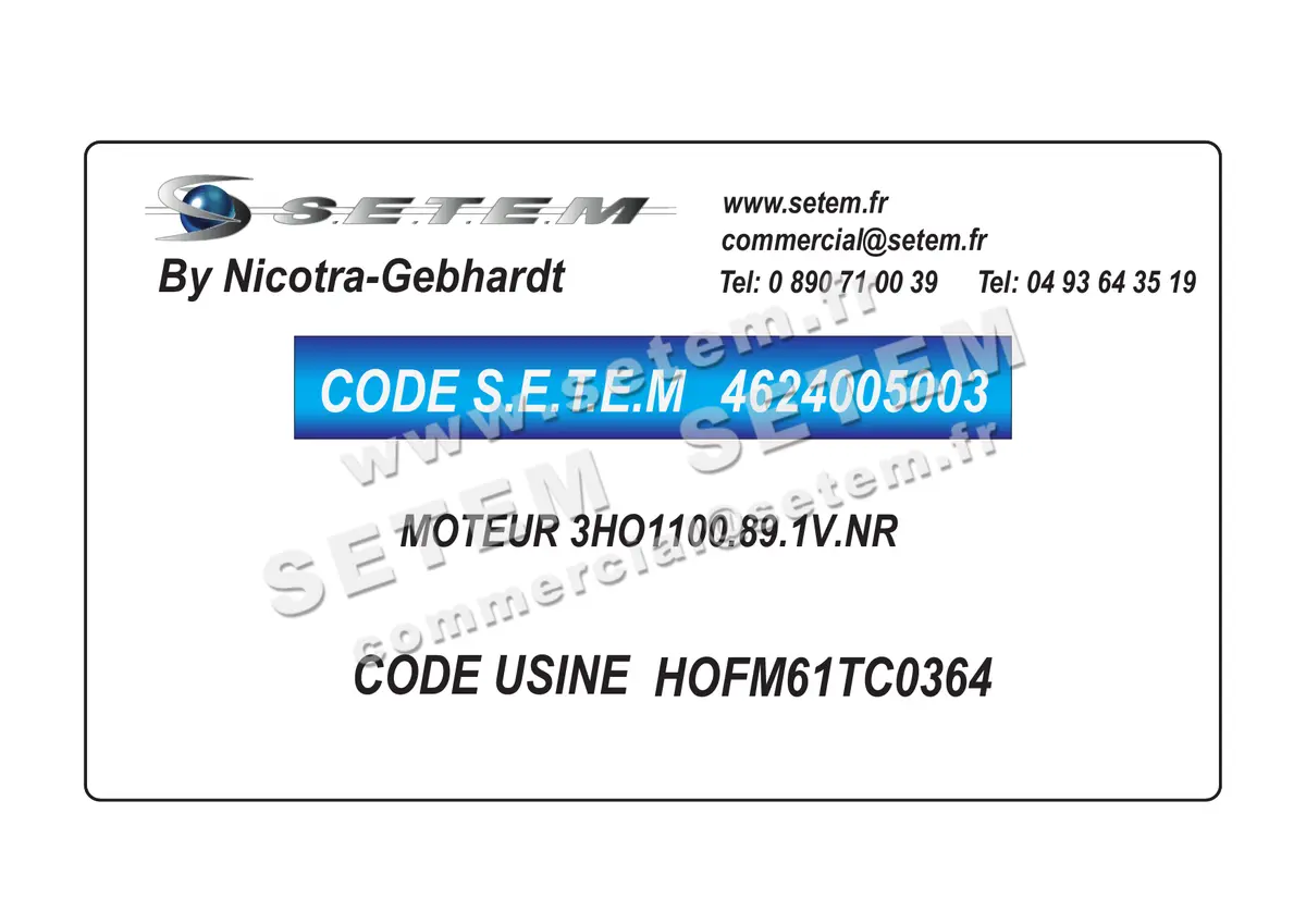 4624005003-MOTEUR NICOTRA GEBHARDT 3HO1100.89.1V.NR *HOFM61TC0364* 2