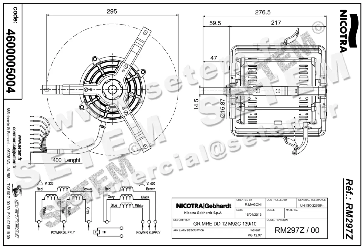 4624005004-MOTEUR NICOTRA GEBHARDT 3HO1100.89.1VNR "14192C" *HOFM61TC0364* +BRAS 2