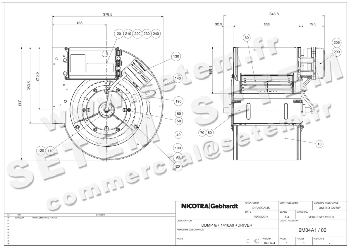 4624005011-VENTILATEUR NICOTRA GEBHARDT DDMP9/7 780W 2P M230V 1416A0 +DRIVER *6M04A1*