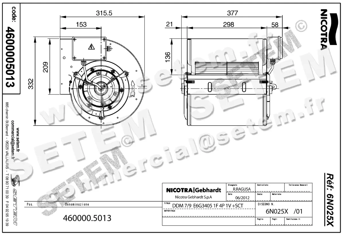 4624005013-VENTILATEUR NICOTRA GEBHARDT DDM7/9 420W 4P M230V 1V E6G3405 +BB *6N025X* 2