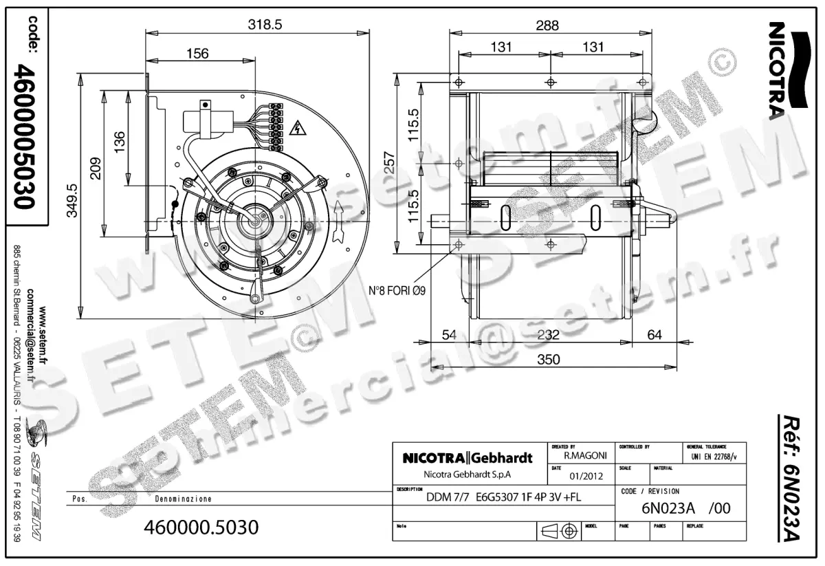 4624005030-VENTILATEUR NICOTRA GEBHARDT DDM7/7 175W 4P M230V 3V E6G5307 +BR *6N023A* 2