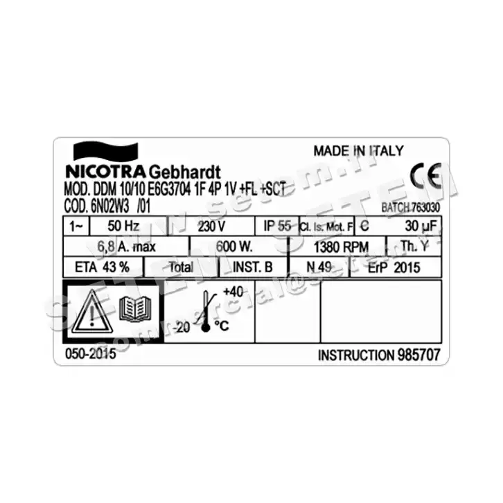 4624005043-VENTILATEUR NICOTRA GEBHARDT DDM10/10 600W 4P M230V 1V E6G3704 +BR+BB *6N02W3* 3