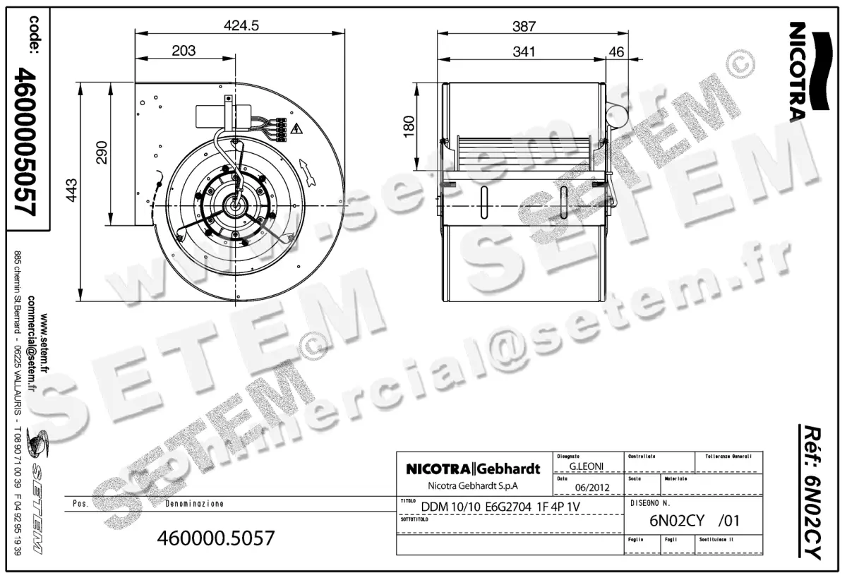 4624005057-VENTILATEUR NICOTRA GEBHARDT DDM10/10 600W 4P M230V 1V E6G2704 *6N02CY* 2