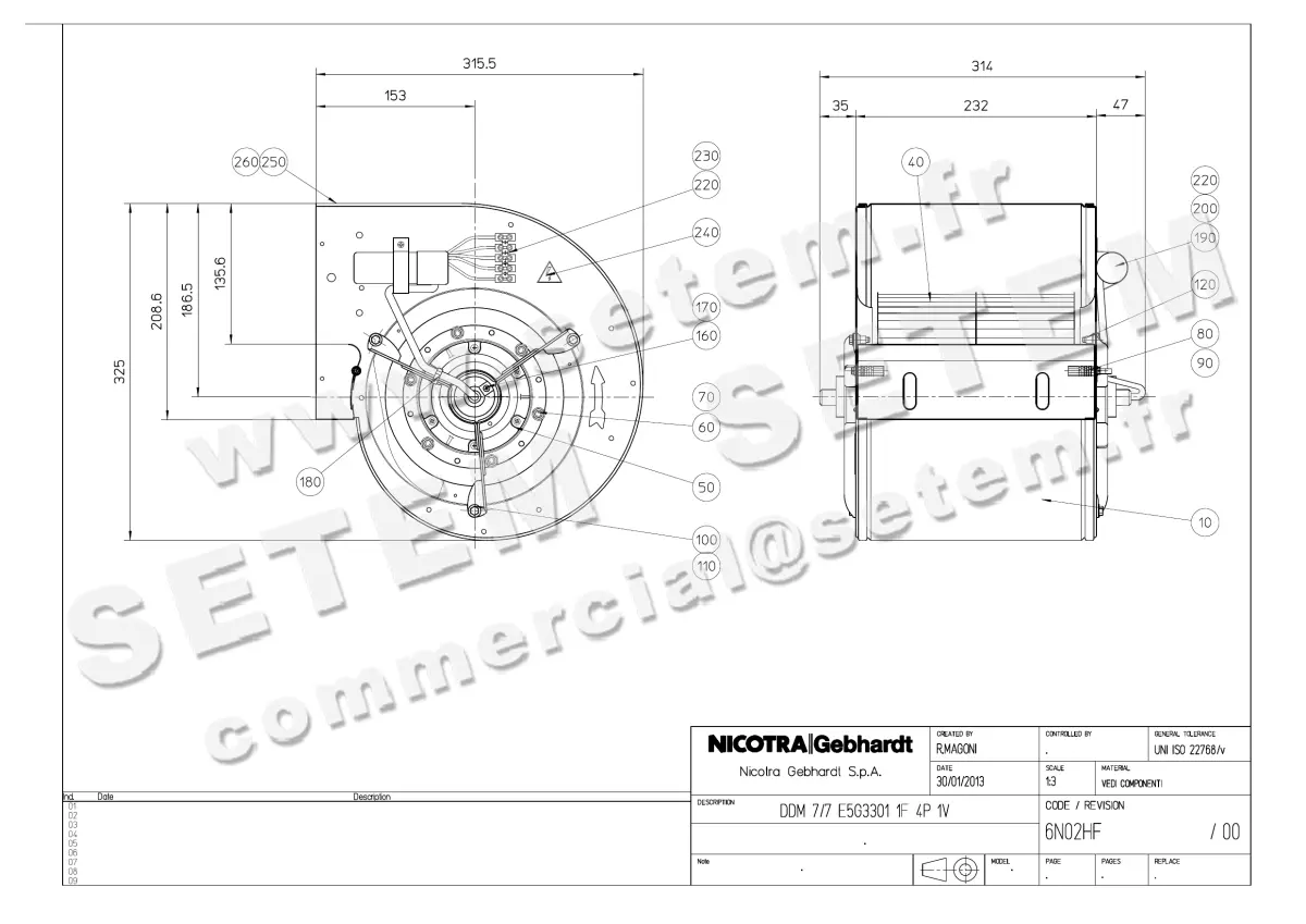4624005061-VENTILATEUR NICOTRA GEBHARDT DDM7/7 147W 4P M230V 1V E5G3301 *6N02HF* 4