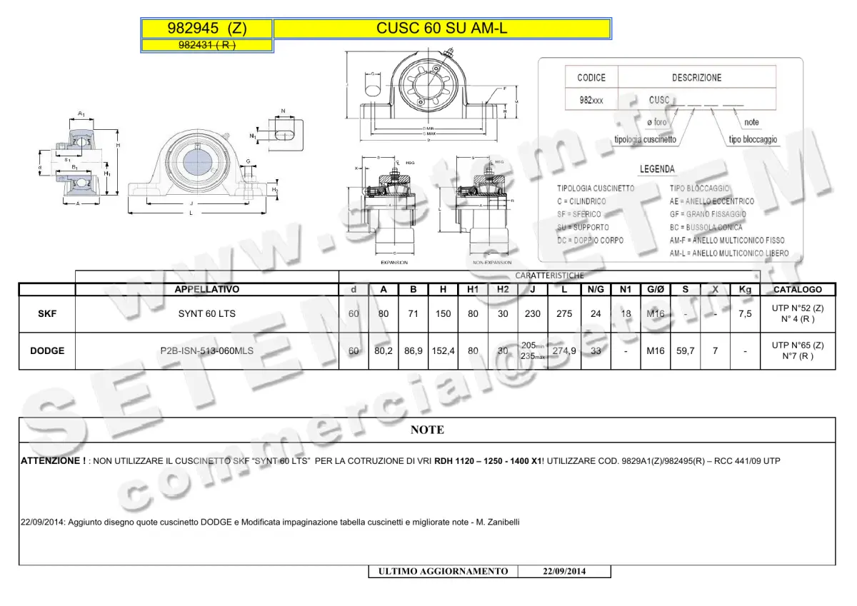 4624005068-ROULEMENT SKF SYNT 60 LTS NICOTRA GEBHARDT