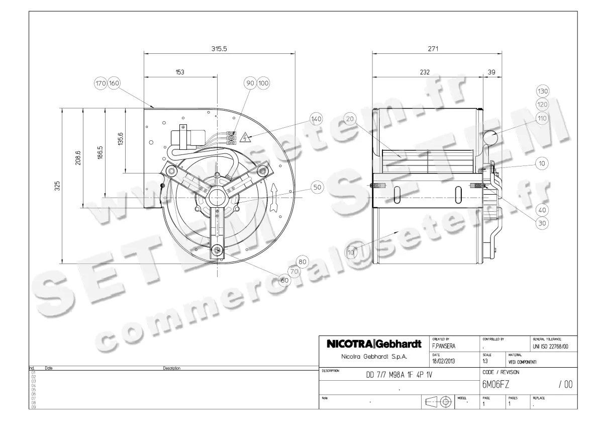4624005080-VENTILATEUR NICOTRA GEBHARDT DD7/7 M98A 1F 4P 1V *6M06FZ*