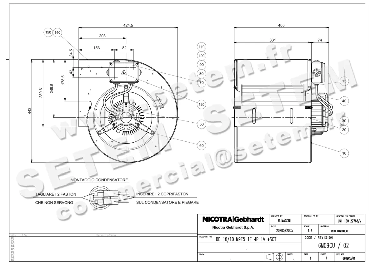 4624005087-VENTILATEUR NICOTRA GEBHARDT DD10/10 550W 4P M230V 1V M9F5 +BB *6M09CU* 3