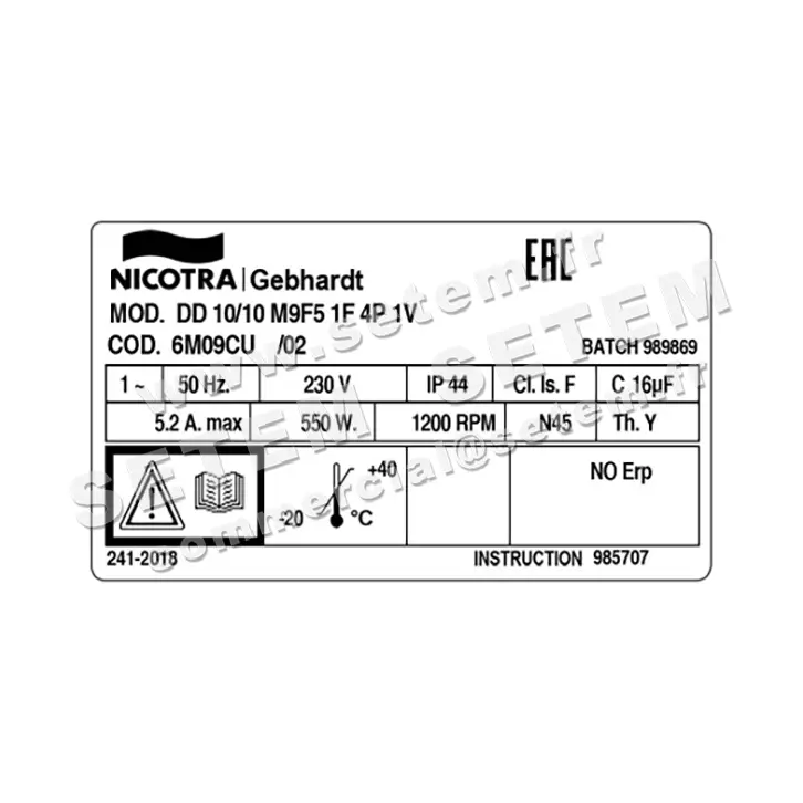 4624005087-VENTILATEUR NICOTRA GEBHARDT DD10/10 550W 4P M230V 1V M9F5 +BB *6M09CU* 4