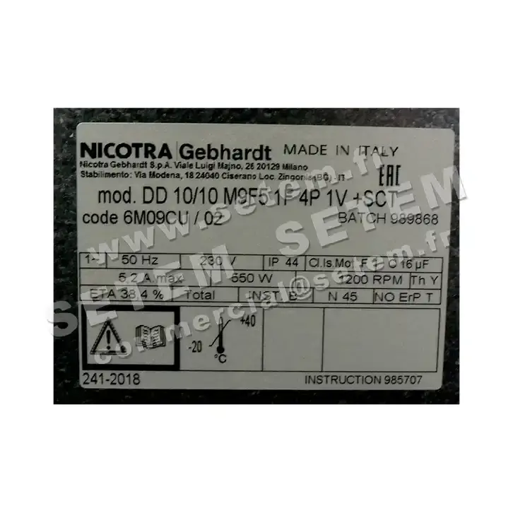 4624005087-VENTILATEUR NICOTRA GEBHARDT DD10/10 550W 4P M230V 1V M9F5 +BB *6M09CU* 2