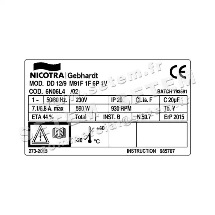 4624005094-VENTILATEUR NICOTRA GEBHARDT DD12/9 590W 6P M230V 1V M91F *6N06L4* 3