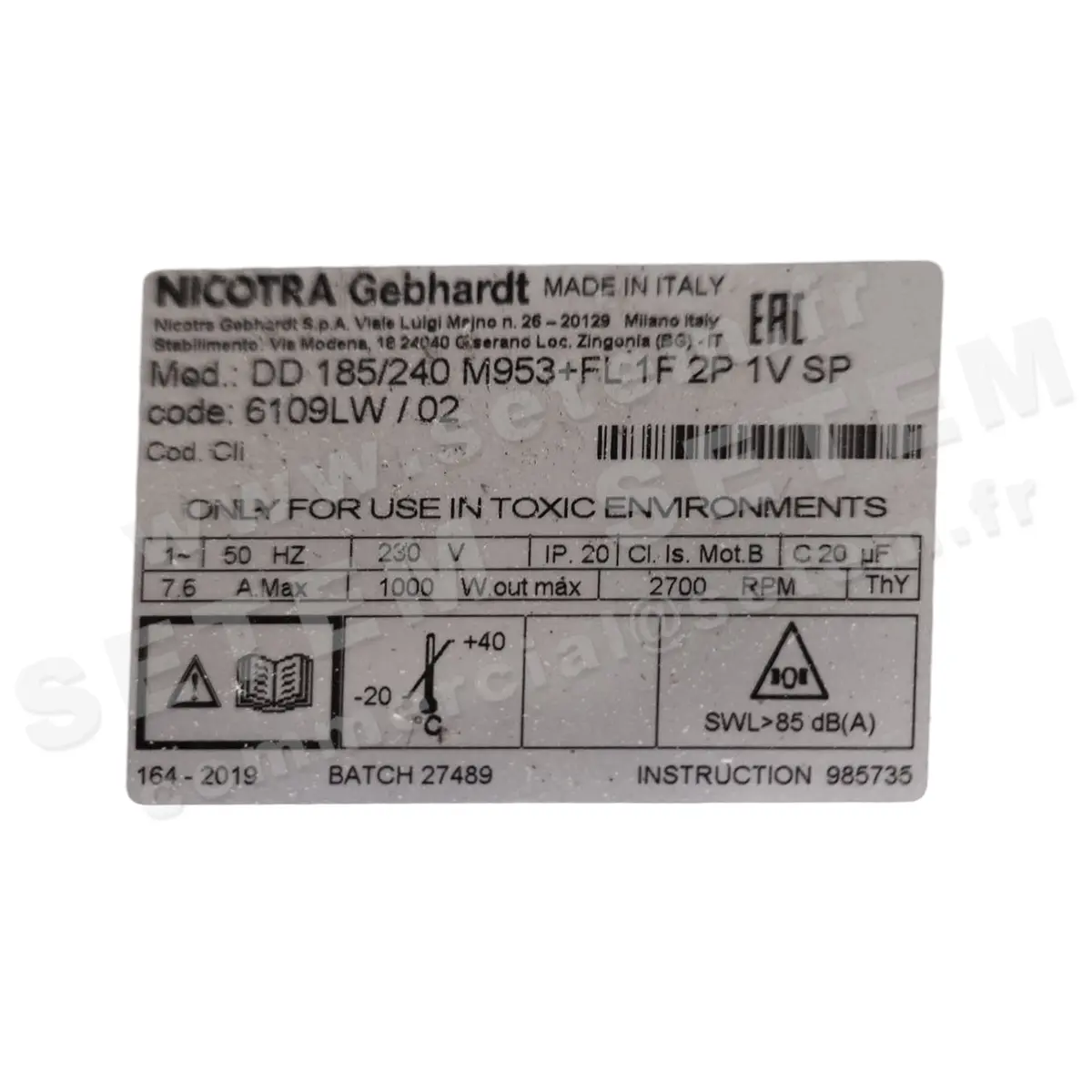 4624005105-VENTILATEUR NICOTRA GEBHARDT DD185/240 1000W 2P M230V 1V M953 SP +BR *6109LW*