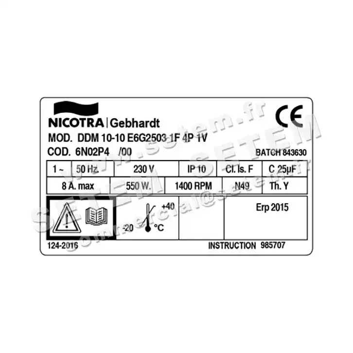 4624005106-VENTILATEUR NICOTRA GEBHARDT DDM10/10 550W 4P M230V 1V E6G2503 +PI *6N02P4* 3