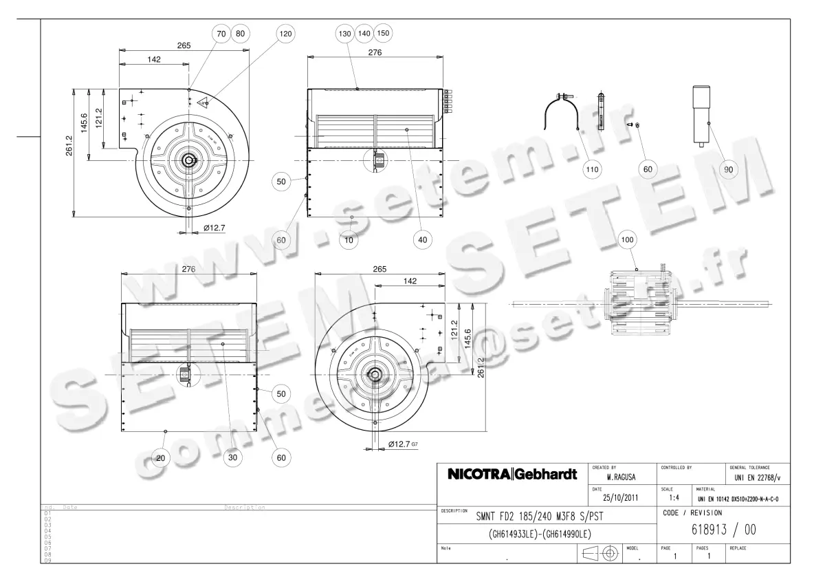 4624005108-ENSEMBLE VOLUTE/TURBINE NICOTRA GEBHARDT + MOTEUR * FD2.185/240 M3F8 *