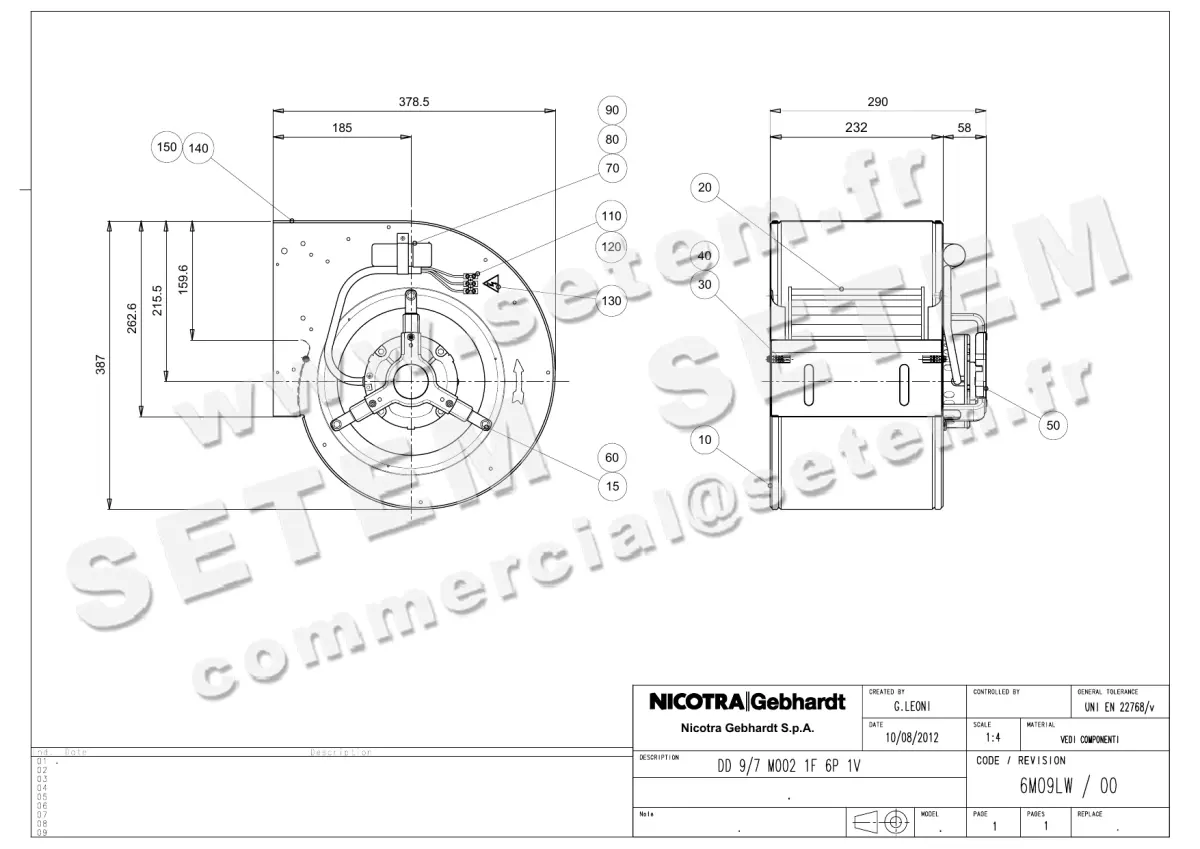 4624005110-VENTILATEUR NICOTRA GEBHARDT DD9/7 M002 1F 6P 1V *6M09LW*