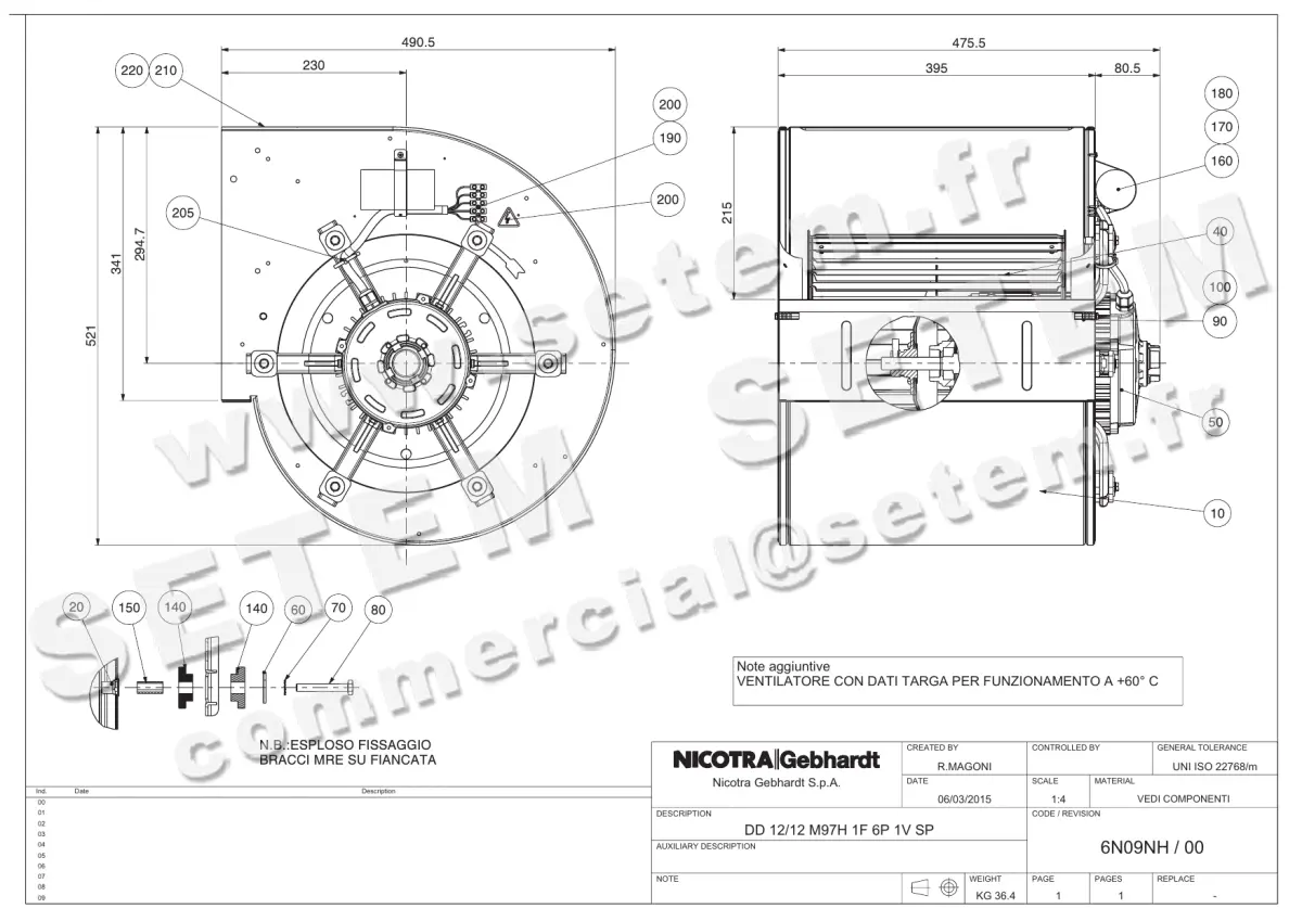 4624005111-VENTILATEUR NICOTRA GEBHARDT DD12/12 1100W 6P M230V 1V M97H *6N09NH*