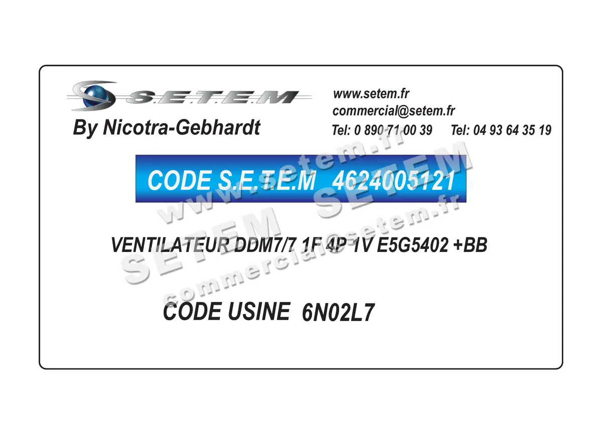 4624005121-VENTILATEUR NICOTRA GEBHARDT DDM7/7 1F 4P 1V E5G5402 +BB *6N02L7* 2
