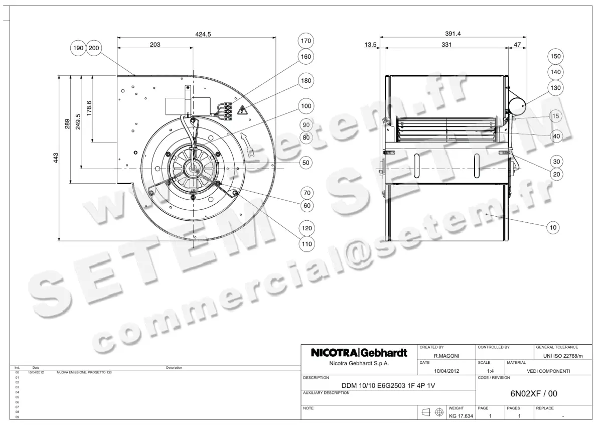 4624005129-VENTILATEUR NICOTRA GEBHARDT DDM10/10 550W 4P M230V 1V E6G2503 *6N02XF*