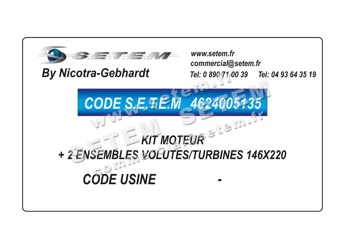 4624005135-KIT MOTEUR NICOTRA GEBHARDT + 2 ENSEMBLES VOLUTES/TURBINE *S 146X220* 2