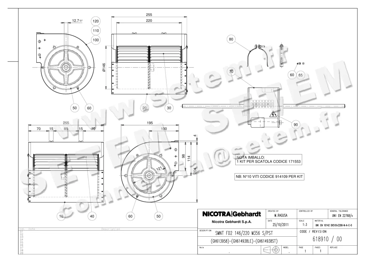 4624005135-KIT MOTEUR NICOTRA GEBHARDT + 2 ENSEMBLES VOLUTES/TURBINE *S 146X220*