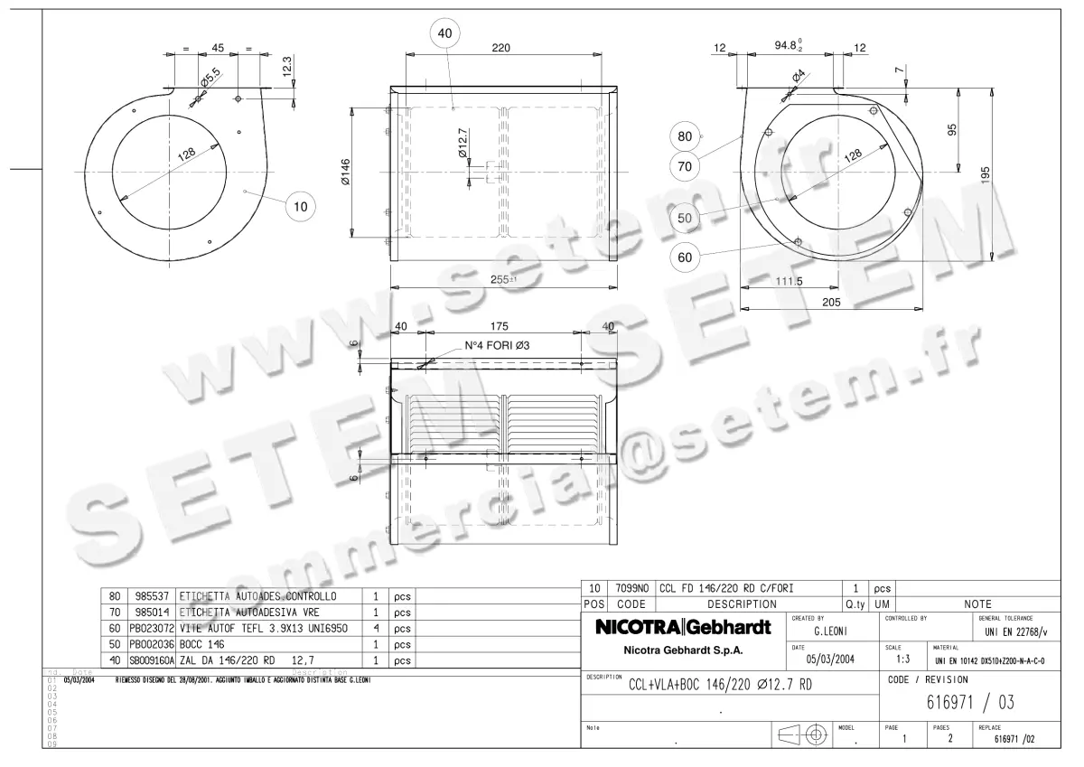 4624005137-ENSEMBLE VOLUTE/TURBINE NICOTRA GEBHARDT 146X220X12.7RD *616971*