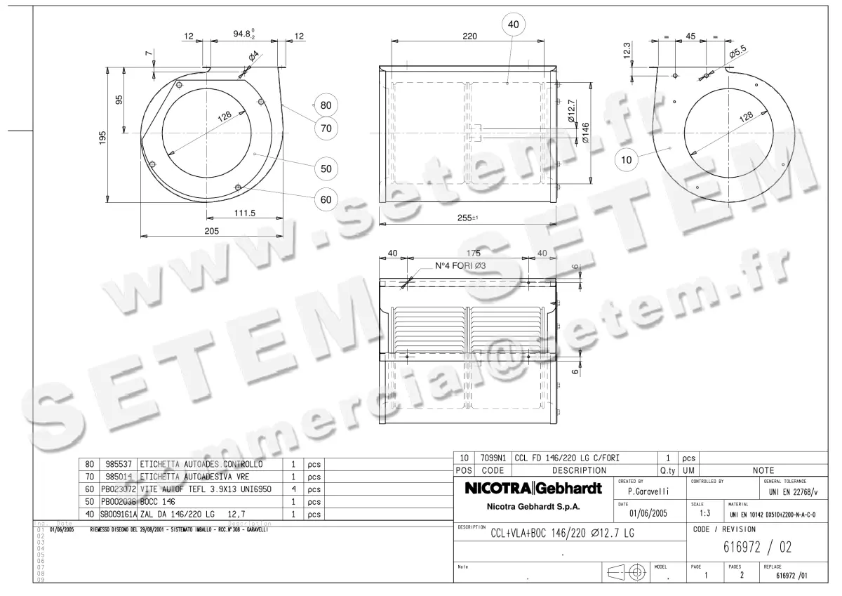 4624005138-ENSEMBLE VOLUTE/TURBINE NICOTRA GEBHARDT 146X220X12.7LG *616972*