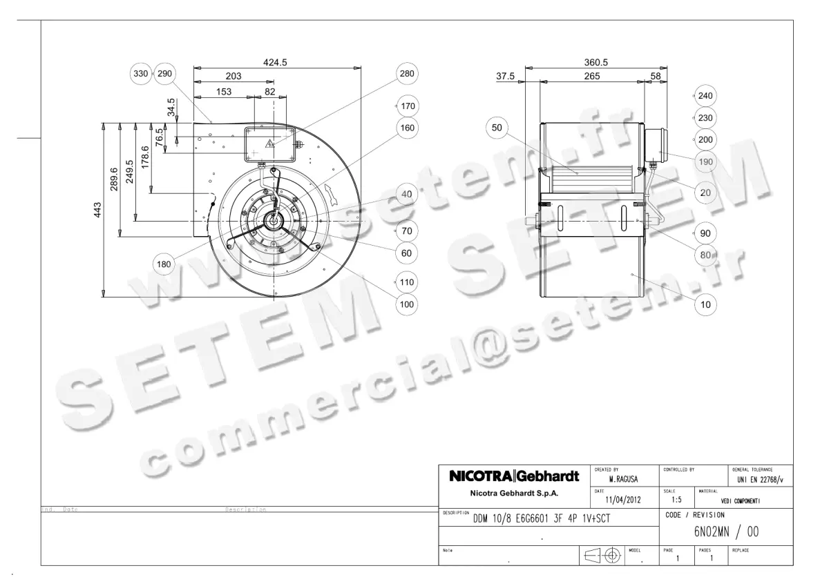 4624005145-VENTILATEUR NICOTRA GEBHARDT DDM10/8 550W 4P T230/400V 1V E6G6601 +BB *6N02MN*