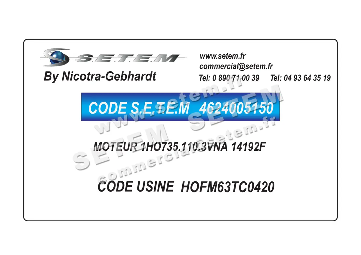 4624005150-MOTEUR NICOTRA GEBHARDT 1HO735.110.3VNA "14192F" *HOFM63TC0420* 2