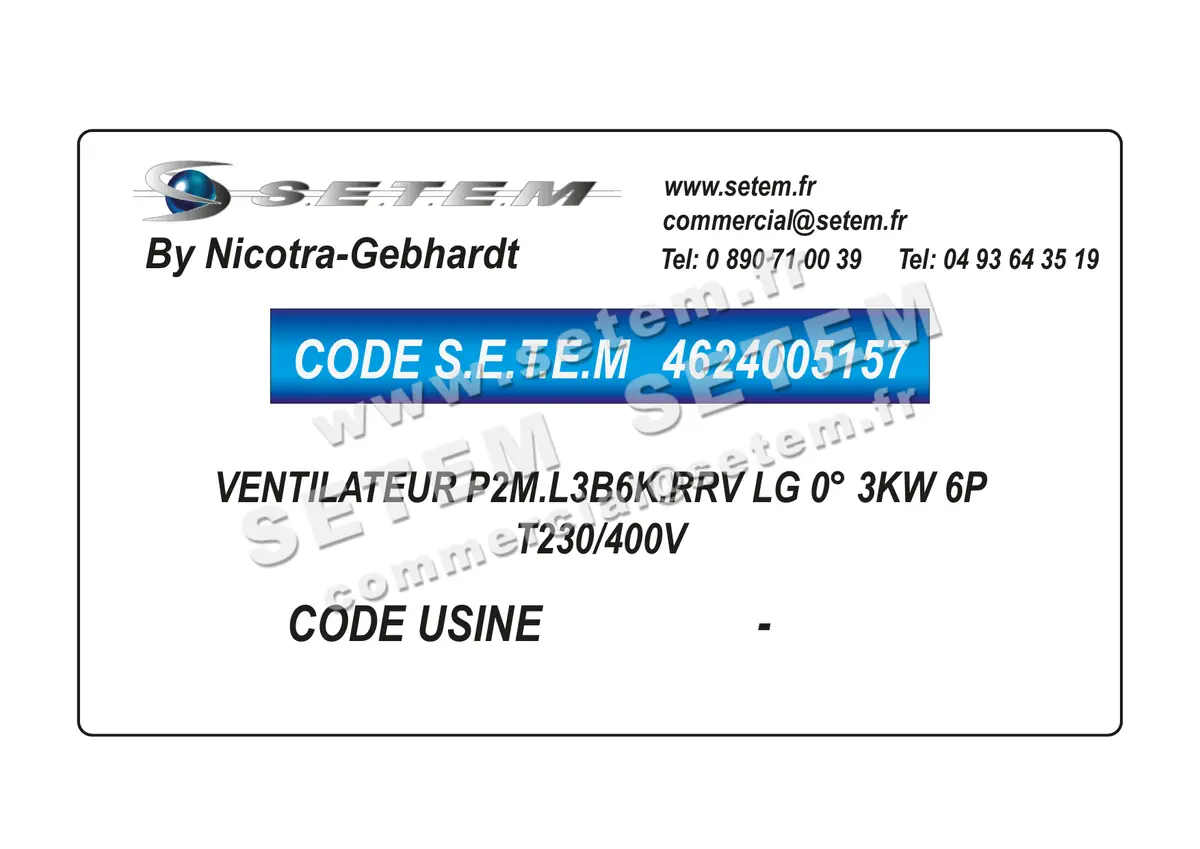 4624005157-VENTILATEUR NICOTRA GEBHARDT P2M.L3B6K.RRV LG 0° 3KW 6P T230/400V