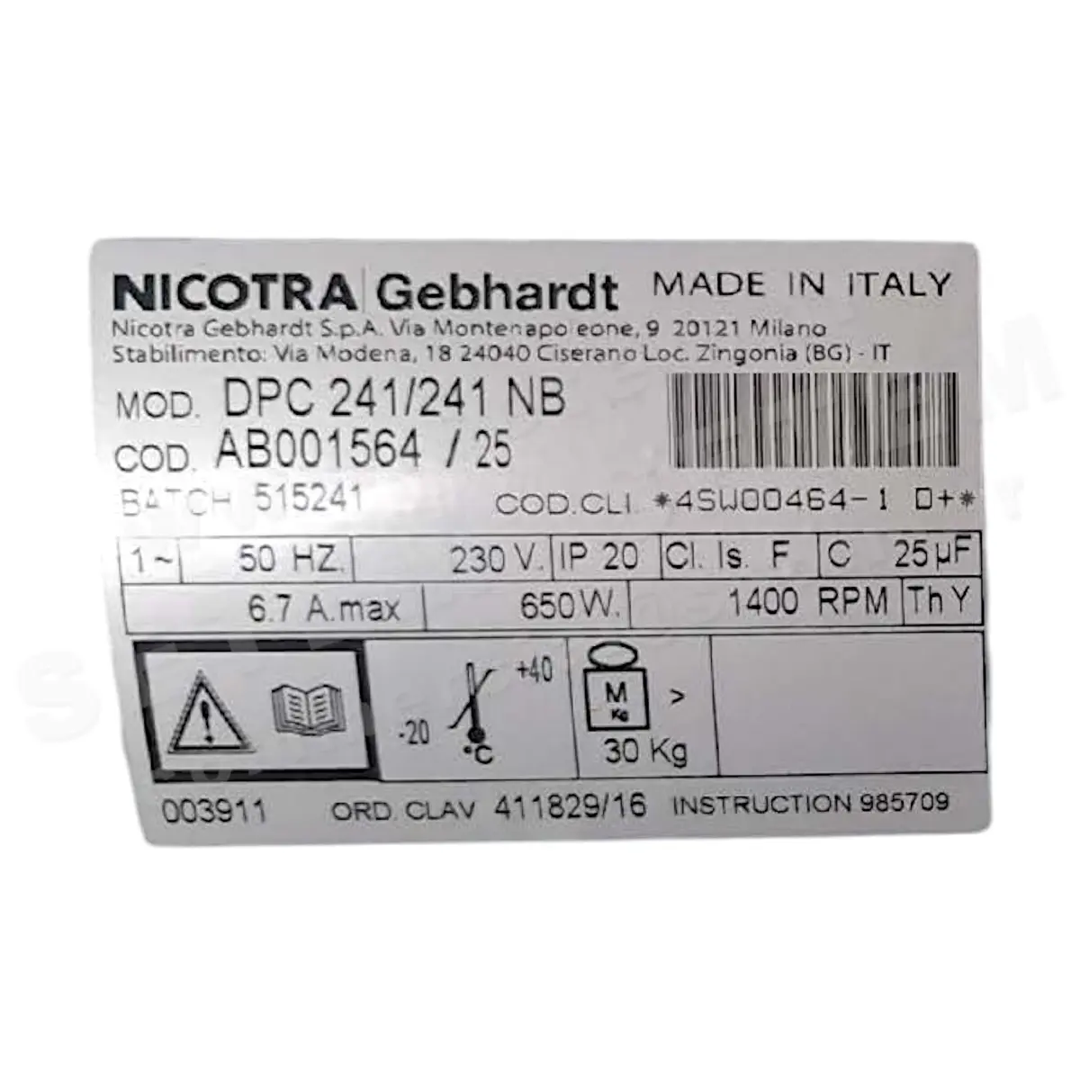 4624005180-GMV NICOTRA GEBHARDT DPC 241/241NB B008600 PB024099 *AB001564*