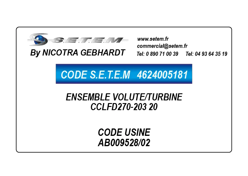 4624005181-ENSEMBLE VOLUTE/TURBINE NICOTRA GEBHARDT CCLFD270-203 20 *AB009528/02*