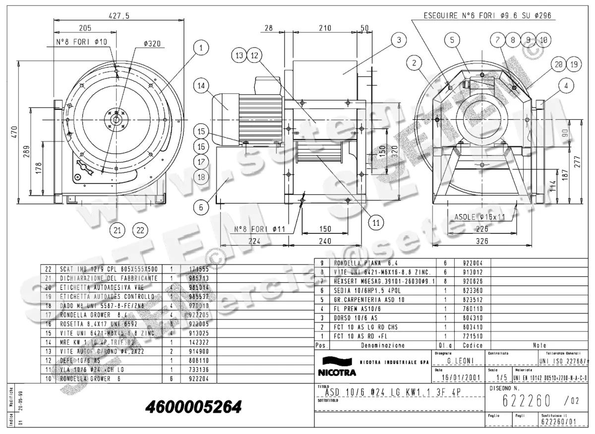 4624005264-VENTILATEUR NICOTRA GEBHARDT ASD10/6LG 1100W 4P T230/400V 1V 142322 *622260*