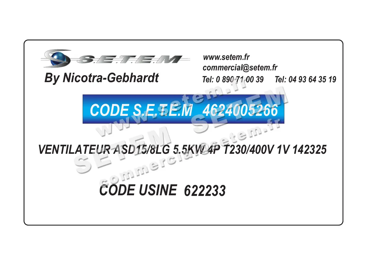 4624005266-VENTILATEUR NICOTRA GEBHARDT ASD15/8LG 5.5KW 4P T230/400V 1V 142325 *622233* 2