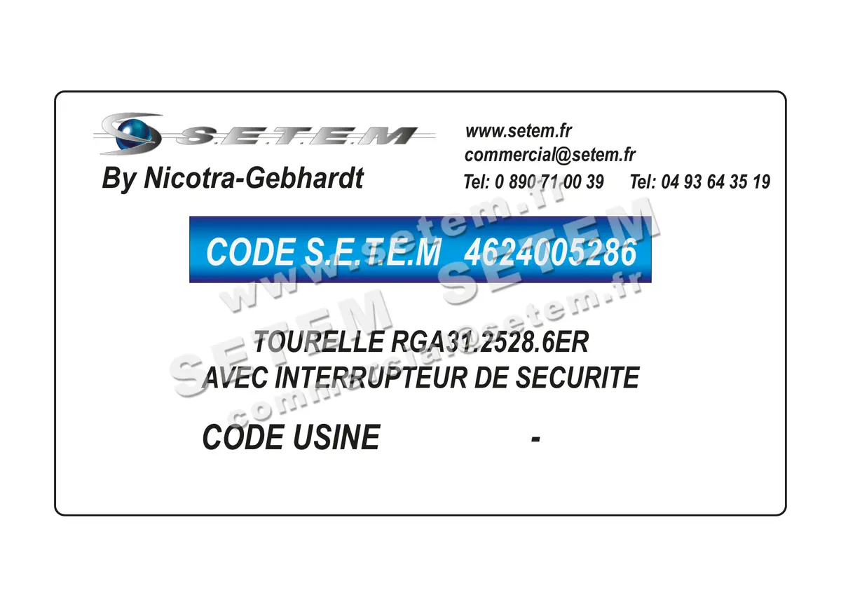 4624005286-TOURELLE NICOTRA GEBHARDT RGA31.2528.6ER AVEC INTERRUPTEUR DE SECURITE