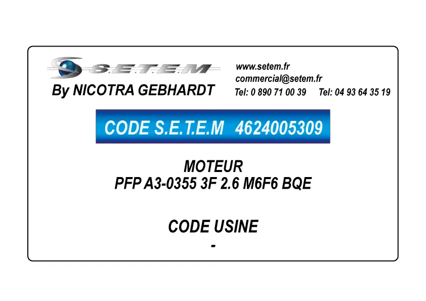 4624005309-MOTEUR NICOTRA GEBHARDT PFP A3-0355 3F 2.6 M6F6 BQE 2