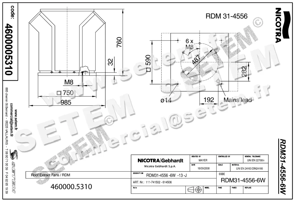4624005310-TOURELLE NICOTRA GEBHARDT RDM31.4556.6W.13R.J +INTERUPTEUR 2