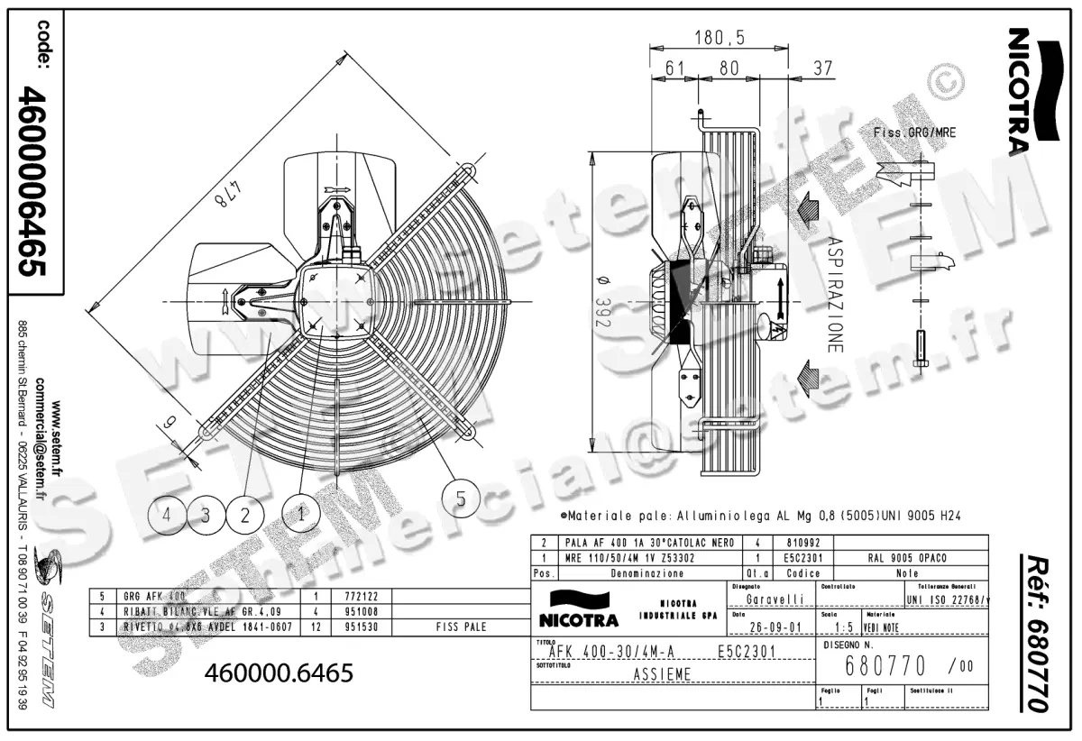 4624006465-VENTILATEUR NICOTRA GEBHARDT AFK400.30.4MA E5C2301 *680770* 2