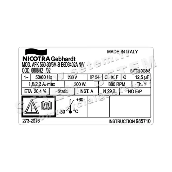 4624006568-VENTILATEUR NICOTRA GEBHARDT AFK560.30/6M.B E6D3402A *6808H2* 3