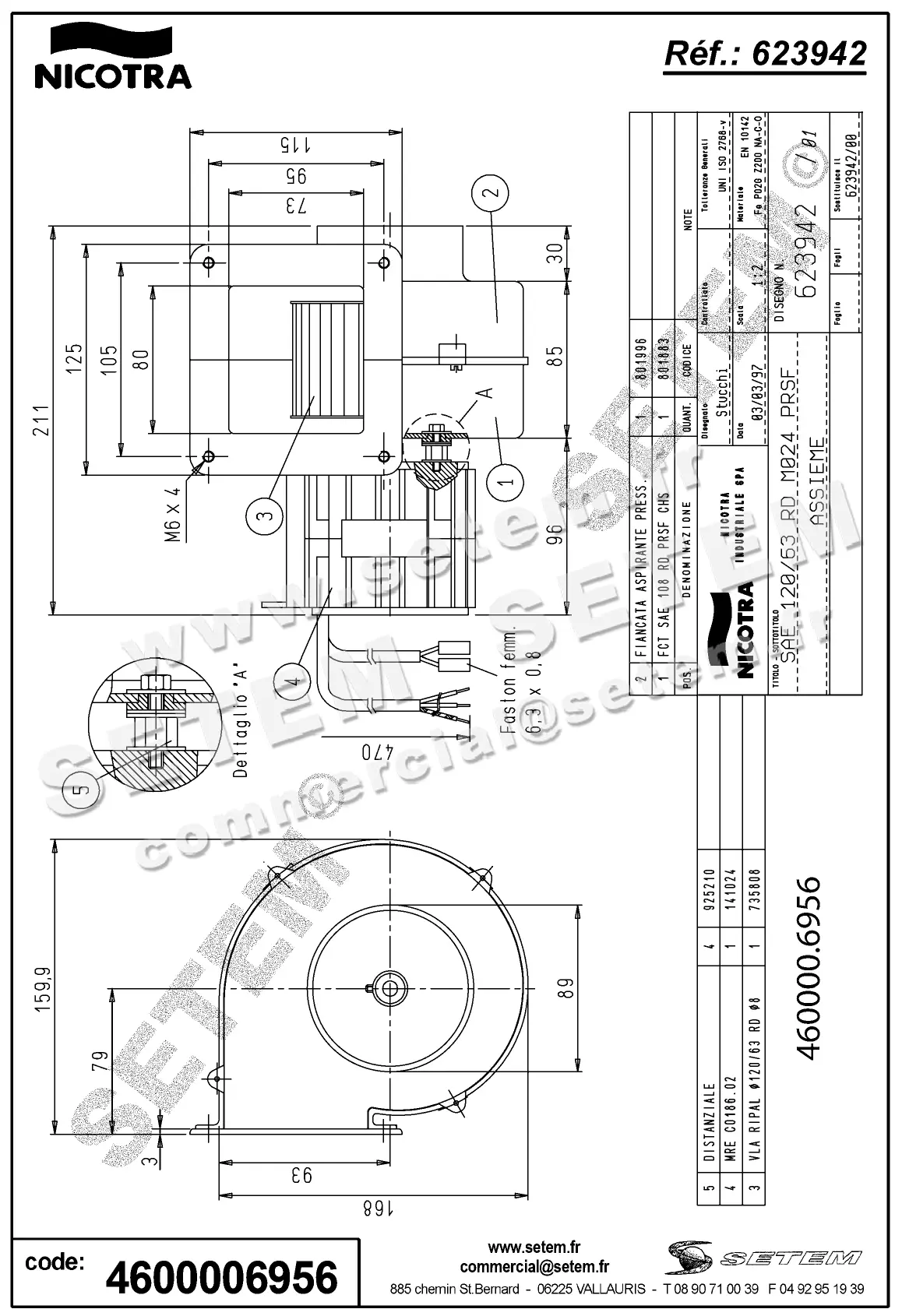 4624006956-VENTILATEUR NICOTRA GEBHARDT SAE120/63RD 20W 2P M230V 1V M024 *623942*