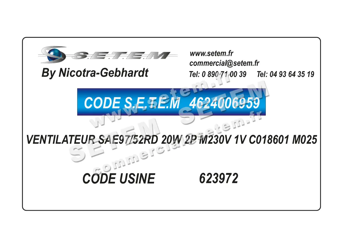 4624006959-VENTILATEUR NICOTRA GEBHARDT SAE97/52RD 20W 2P M230V 1V C018601 M025 *623972* 4