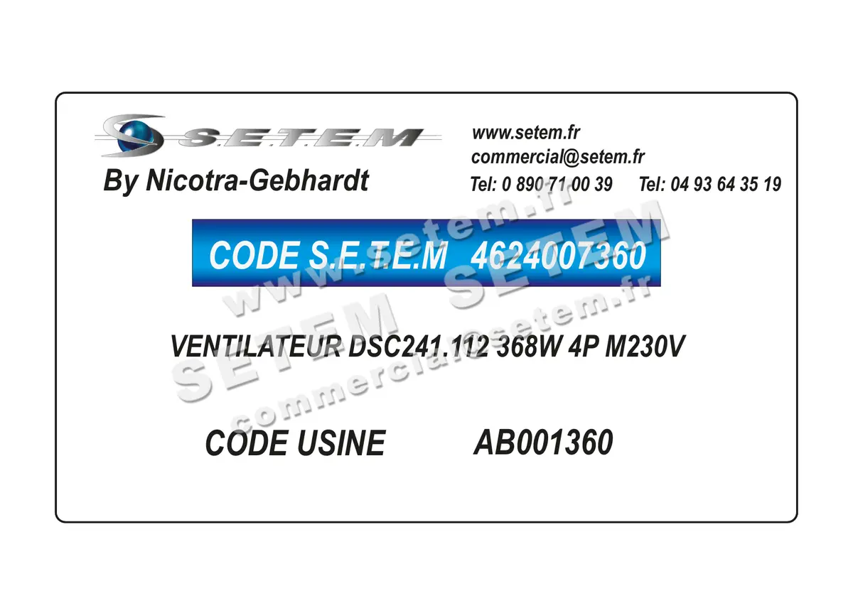 4624007360-VENTILATEUR NICOTRA GEBHARDT DSC241.112 368W 4P M230V *AB001360*