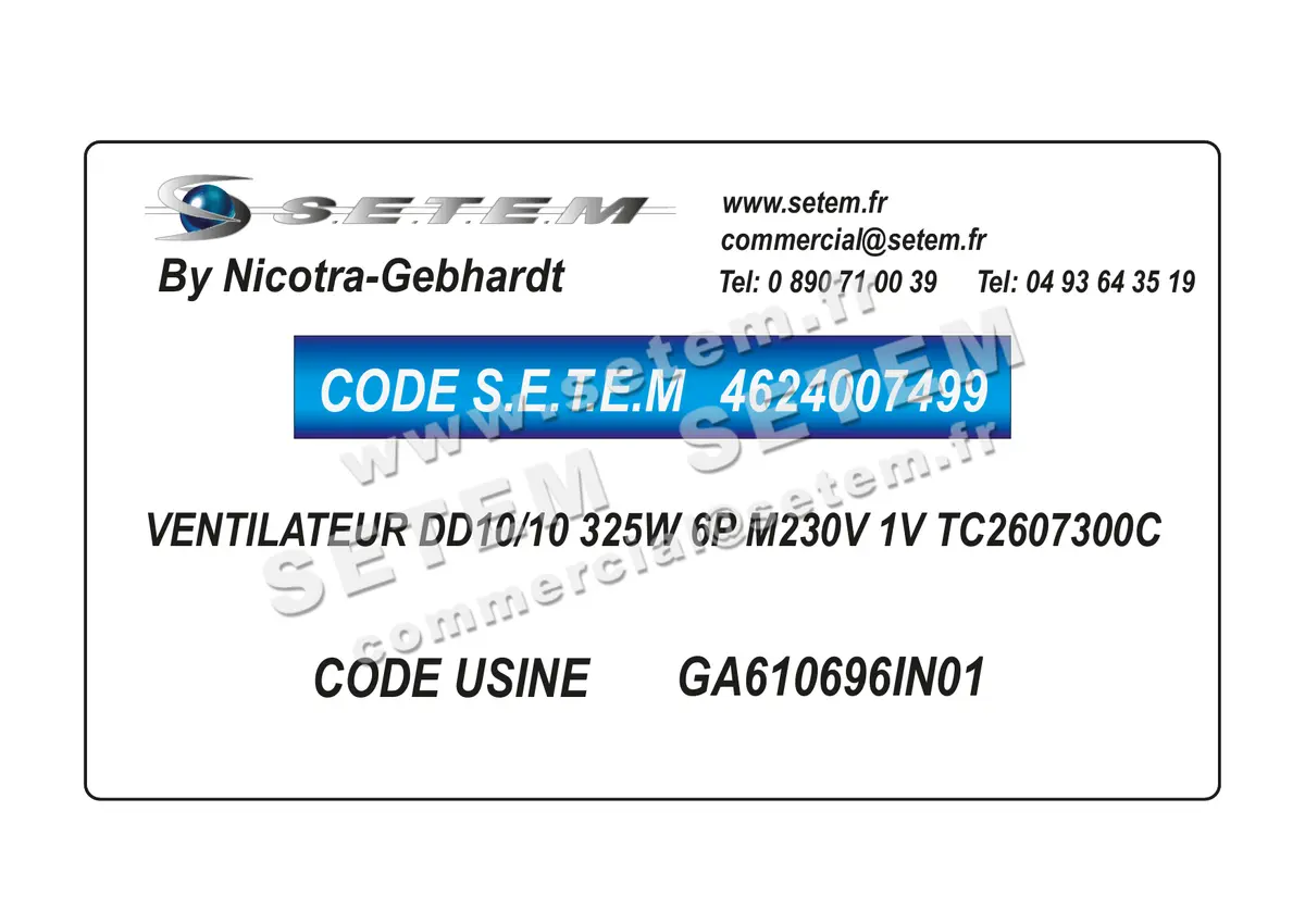 4624007499-VENTILATEUR NICOTRA GEBHARDT DD10/10 325W 6P M230V 1V TC2607300C *GA610696IN01*