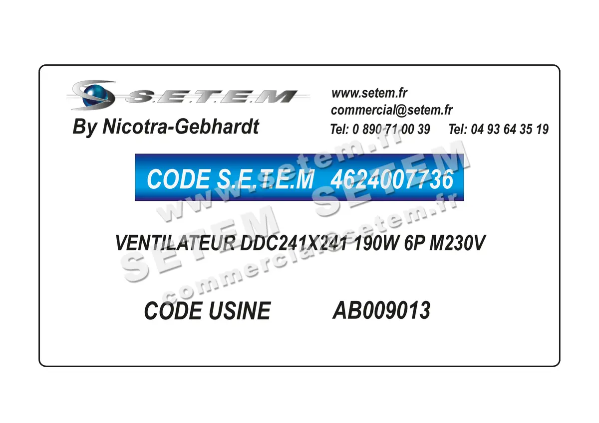4624007736-VENTILATEUR NICOTRA GEBHARDT DDC241X241 190W 6P M230V *AB009013*